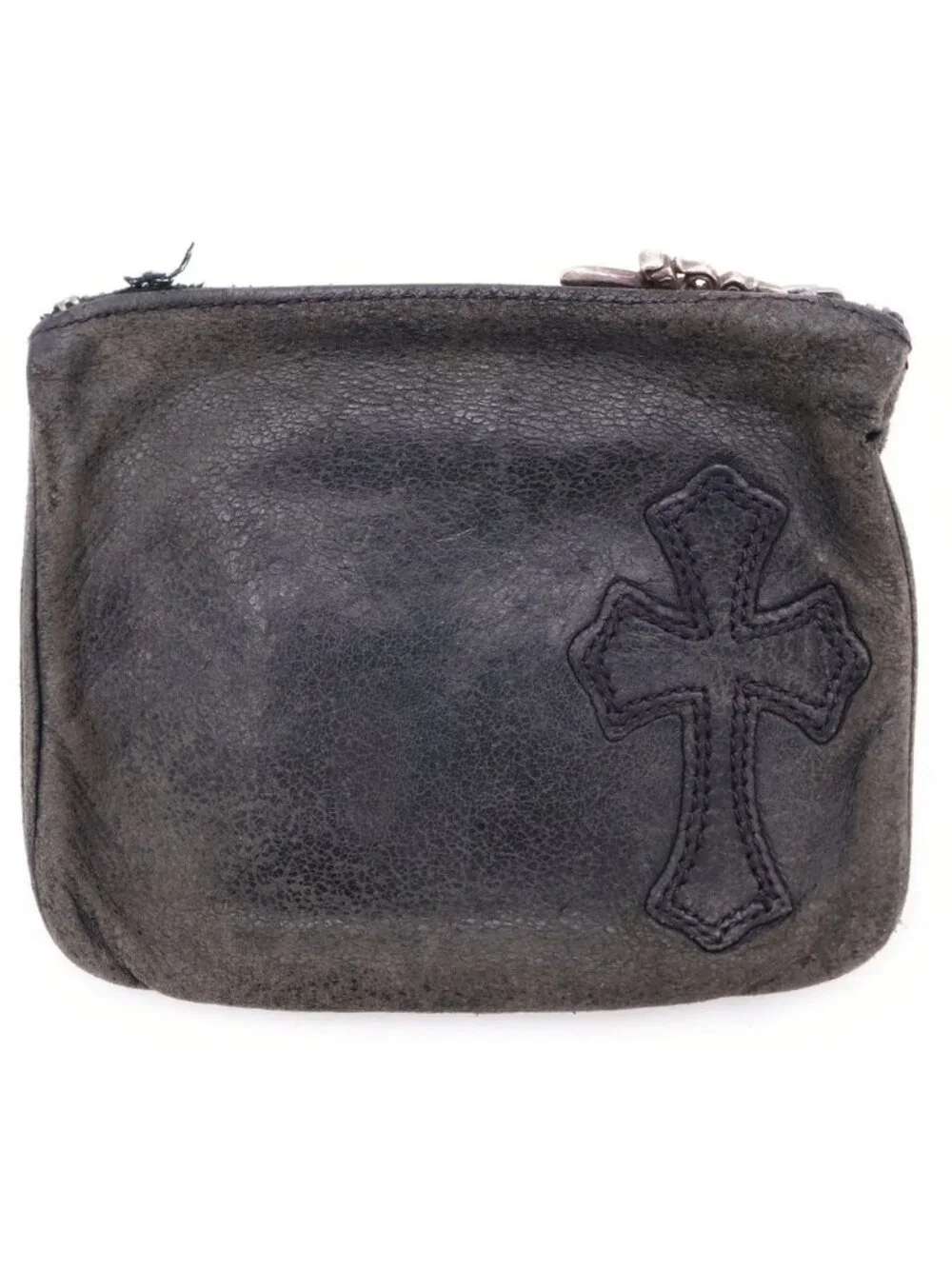 Chrome Hearts Zpr Chng Purse Cross Patch Change Leather Coin Case Black